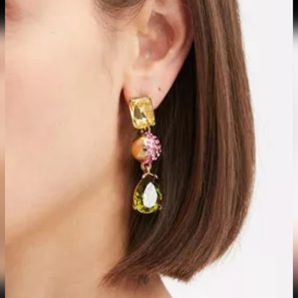 🌻Oscar de la RentaHalf Pavé Crystal Chandelier Earrings - Picture 5 of 8